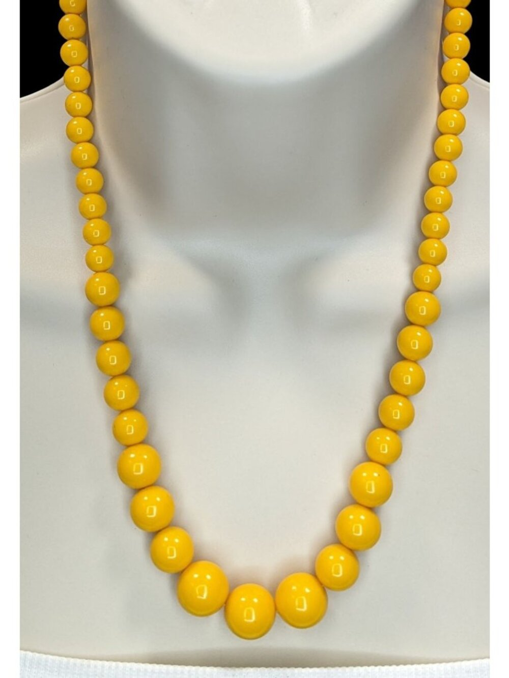 Vintage Yellow Beaded Necklace Retro Casual Statement Jewelry